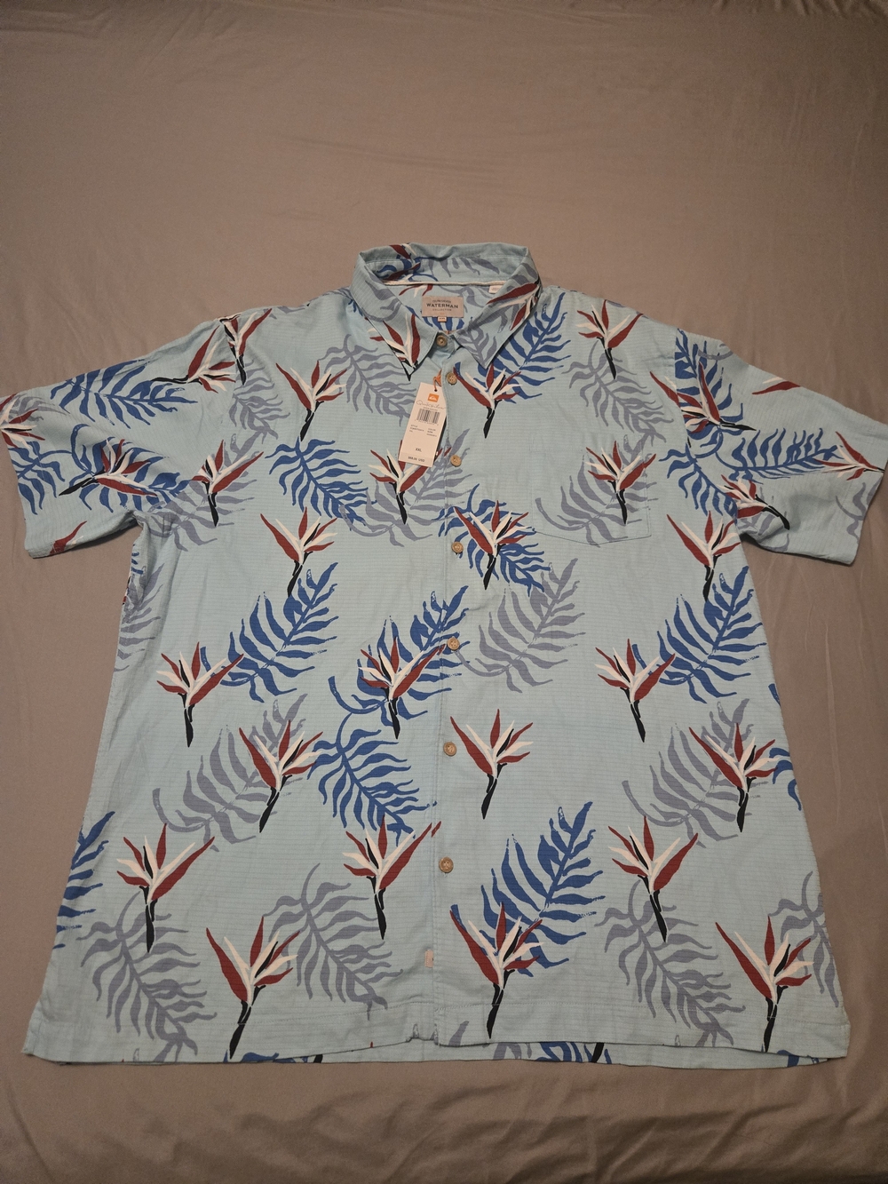 Quicksilver Men's 2XL Waterman Collection Shirt Comfort Fit Birds Around